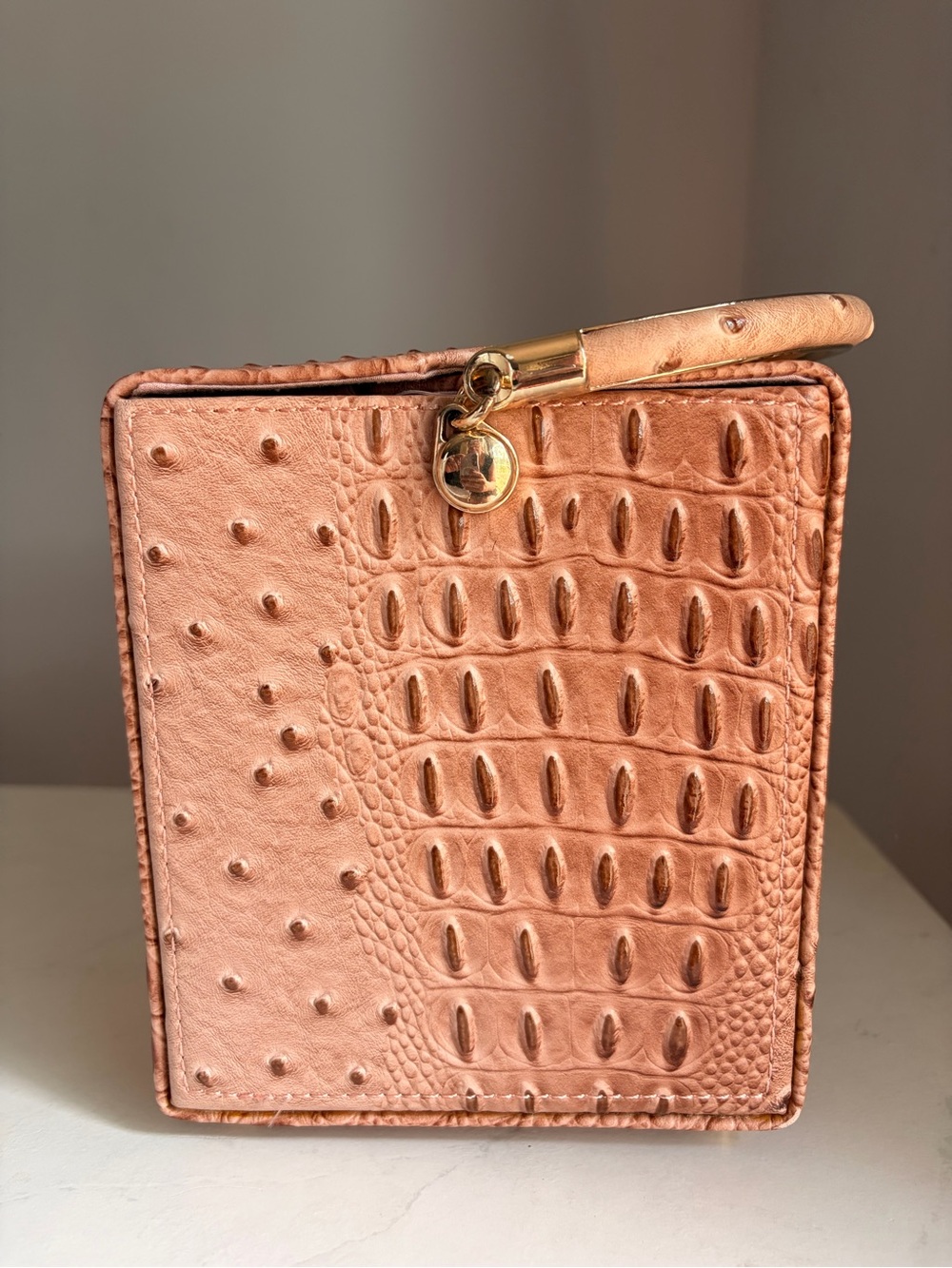 Peach Croc-Embossed Zip Wristlet Wallet